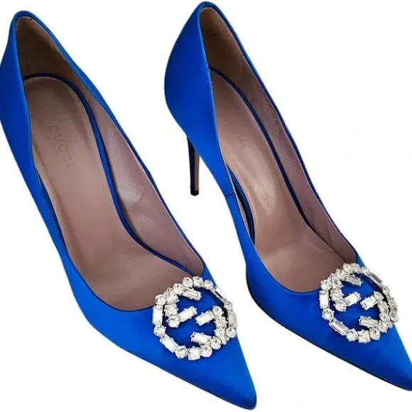 靴 Vintage Gucci Blue Satin Heels 6 1/2 Gucci | Shoes | Gucci Blue Satin Heels Elegant Stilettos